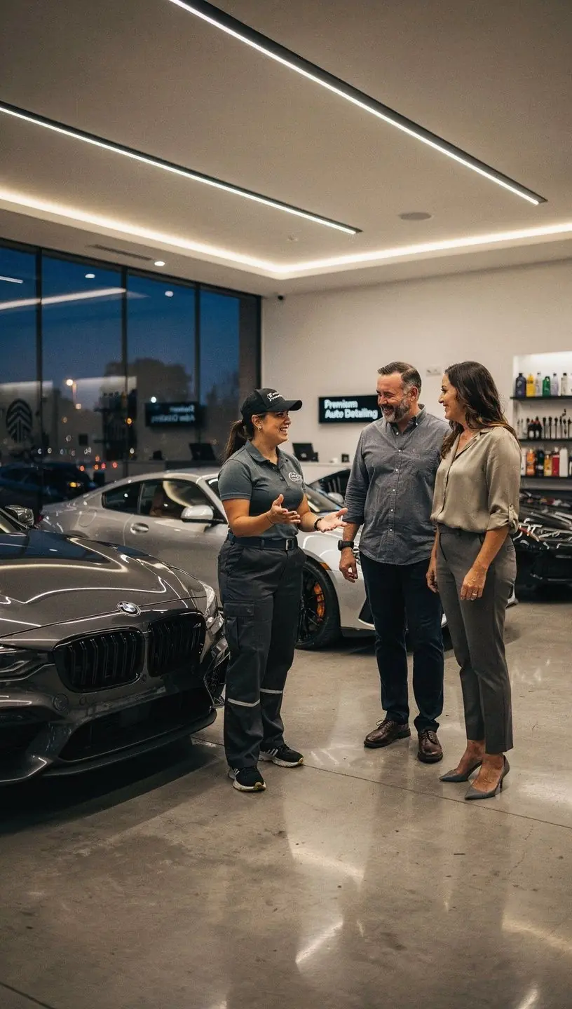 Concierge driver handing over keys to a satisfied client after completing full-service auto care in New York